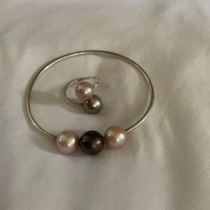 925 with Tahitian & Edison pearls matching bracelet & ring